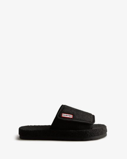 Hunter Women's Terry Towelling Beach Platform Adjustable Slide Black