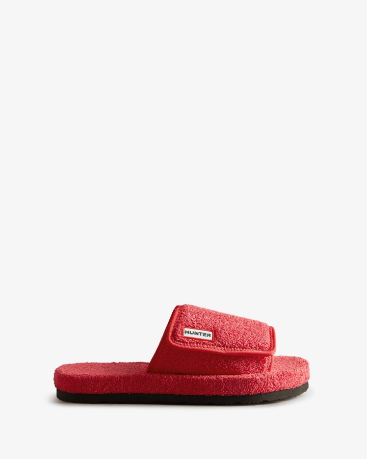 Hunter Women's Terry Towelling Beach Platform Adjustable Slide Rowan Pink - Image 1