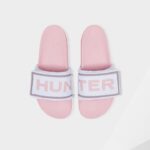 Hunter Women's Terry Towelling Logo Adjustable Slides Arctic Iris Blue-Foxglove Pink