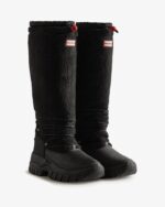 Hunter Women's Wanderer Vegan Shearling Insulated Tall Snow Boots Black - Image 3