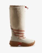 Hunter Women's Wanderer Vegan Shearling Insulated Tall Snow Boots White Willow-Gum - Image 2