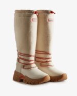 Hunter Women's Wanderer Vegan Shearling Insulated Tall Snow Boots White Willow-Gum - Image 3