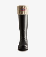 Recycled Mini Cable Knitted Cuff Tall Hunter Boot Socks - Image 2